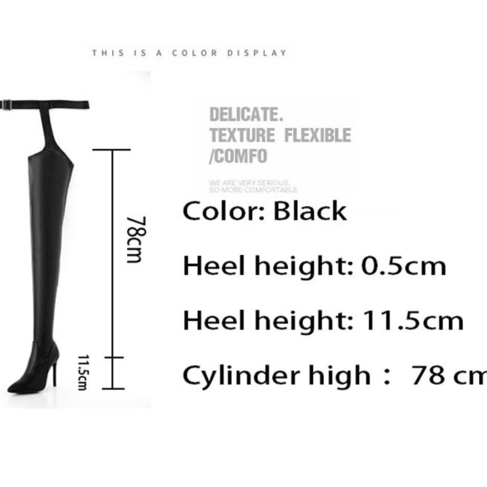 Thigh high black boots with belt - Picture 10 of 17